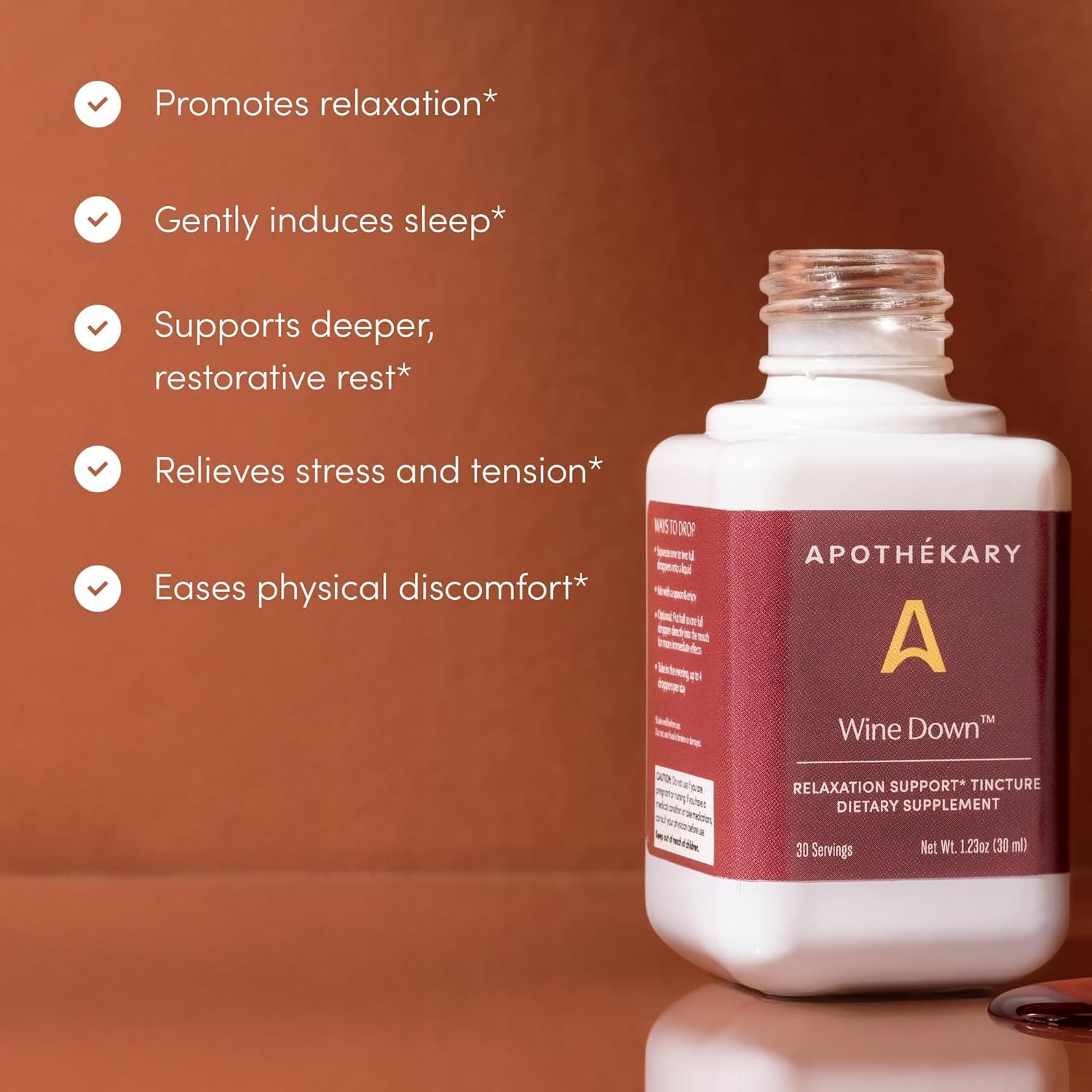 Apothékary All Day Stress Duo packaging mentions 30 servings per bottle.