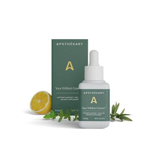 Hero image: Apothékary Wild Greens Liquid Drops bottle