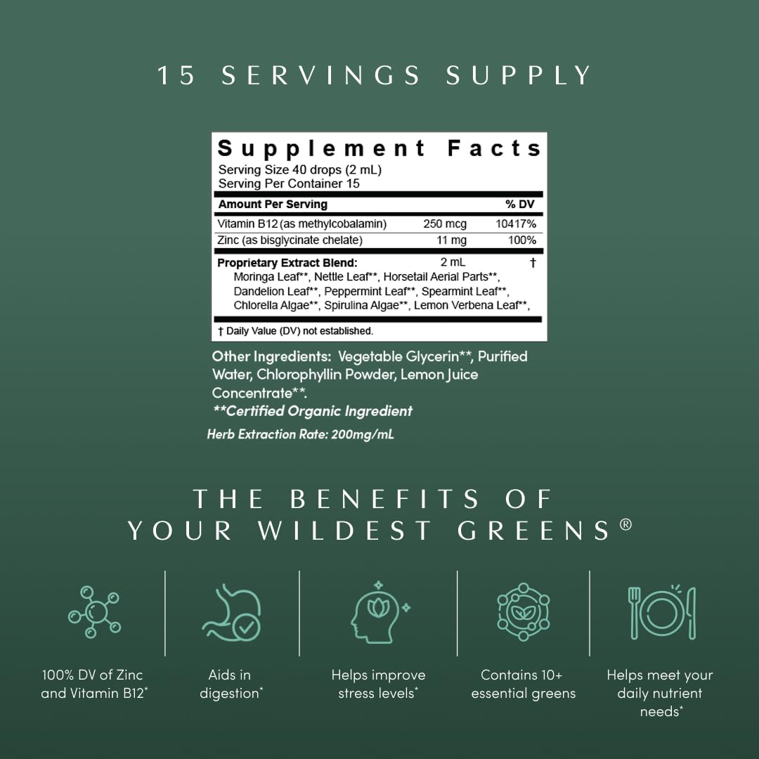 Ingredients: moringa, chlorella, spirulina, nettle leaf, dandelion leaf