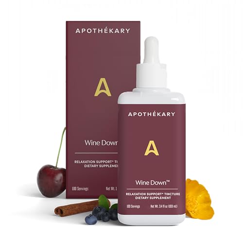 Wine Down herbal drops bottle with 4 oz label