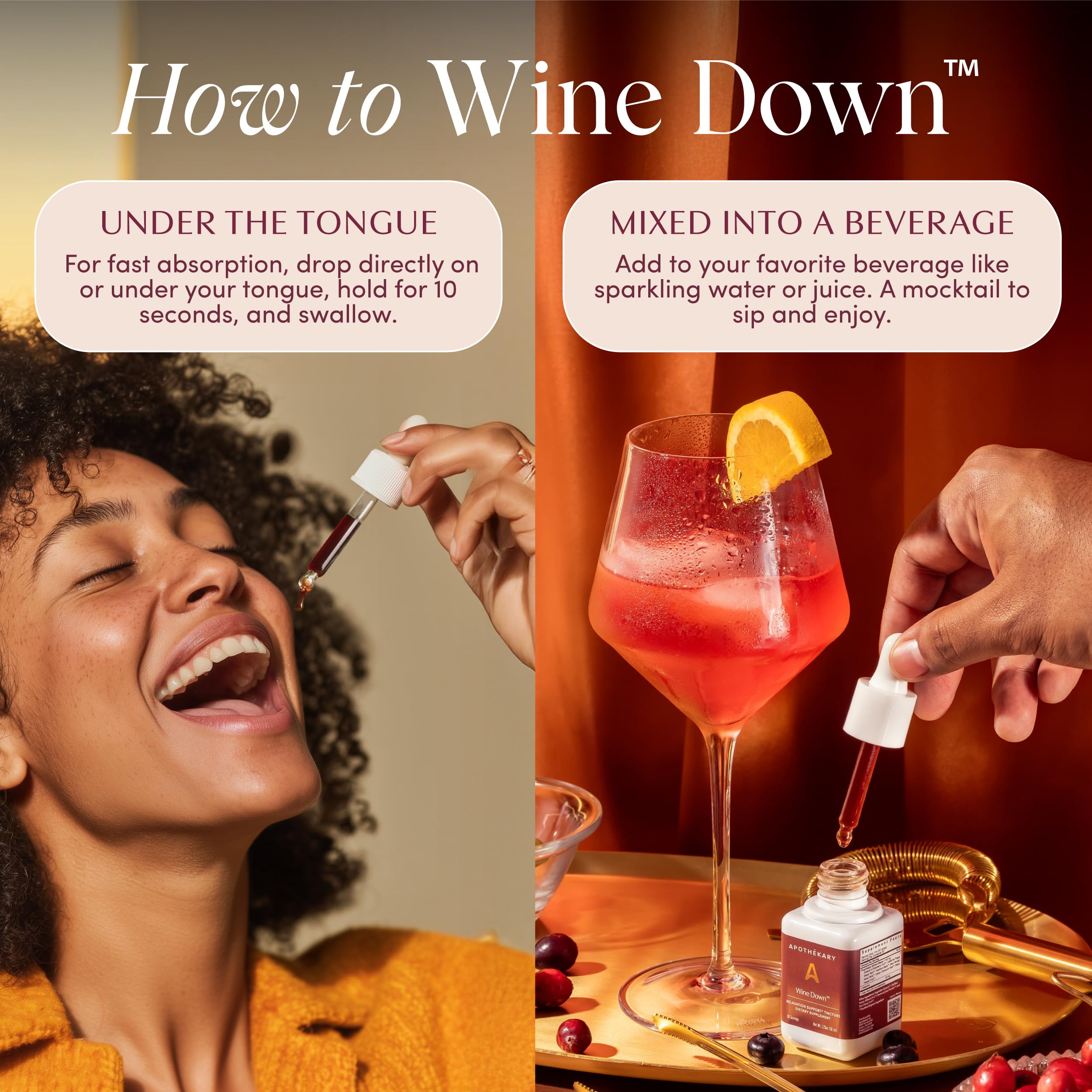 Wine Down bottle pour with a warm berry aroma
