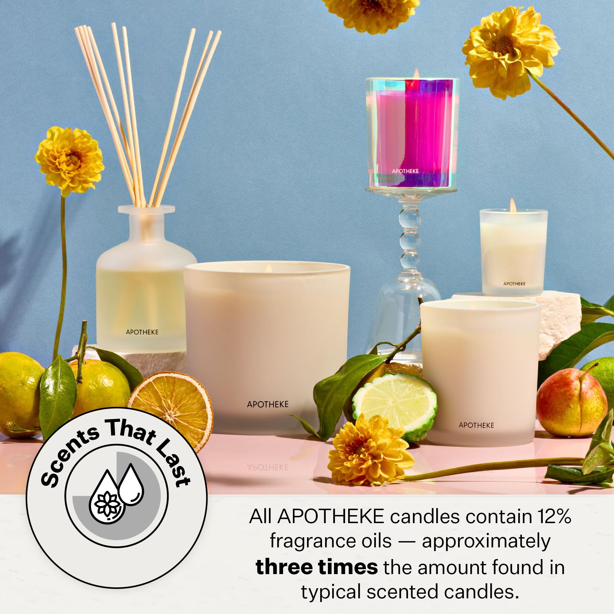 Candle lit to showcase warm glow and fragrance