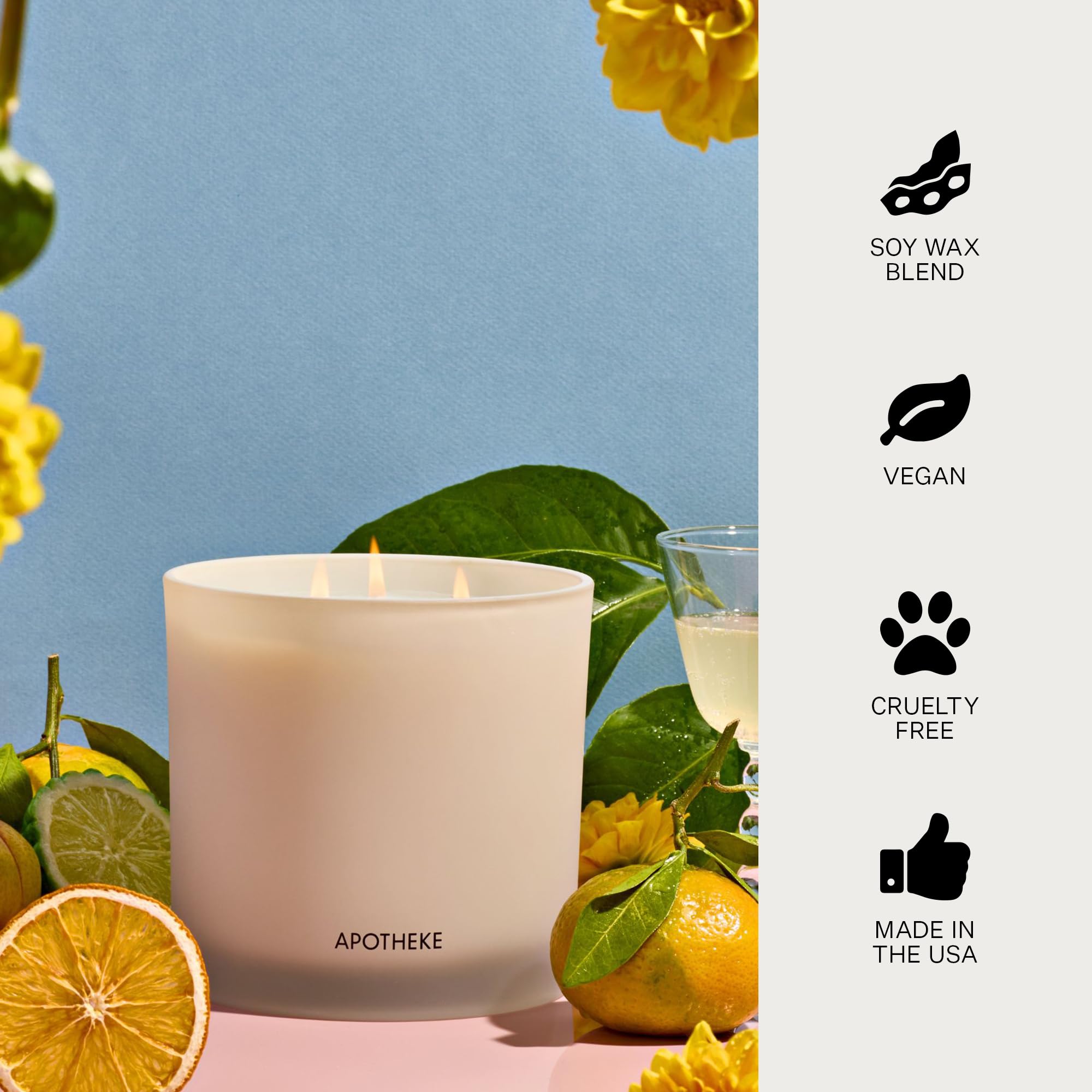 Detail of soy wax blend and cotton wick in APOTHEKE candle