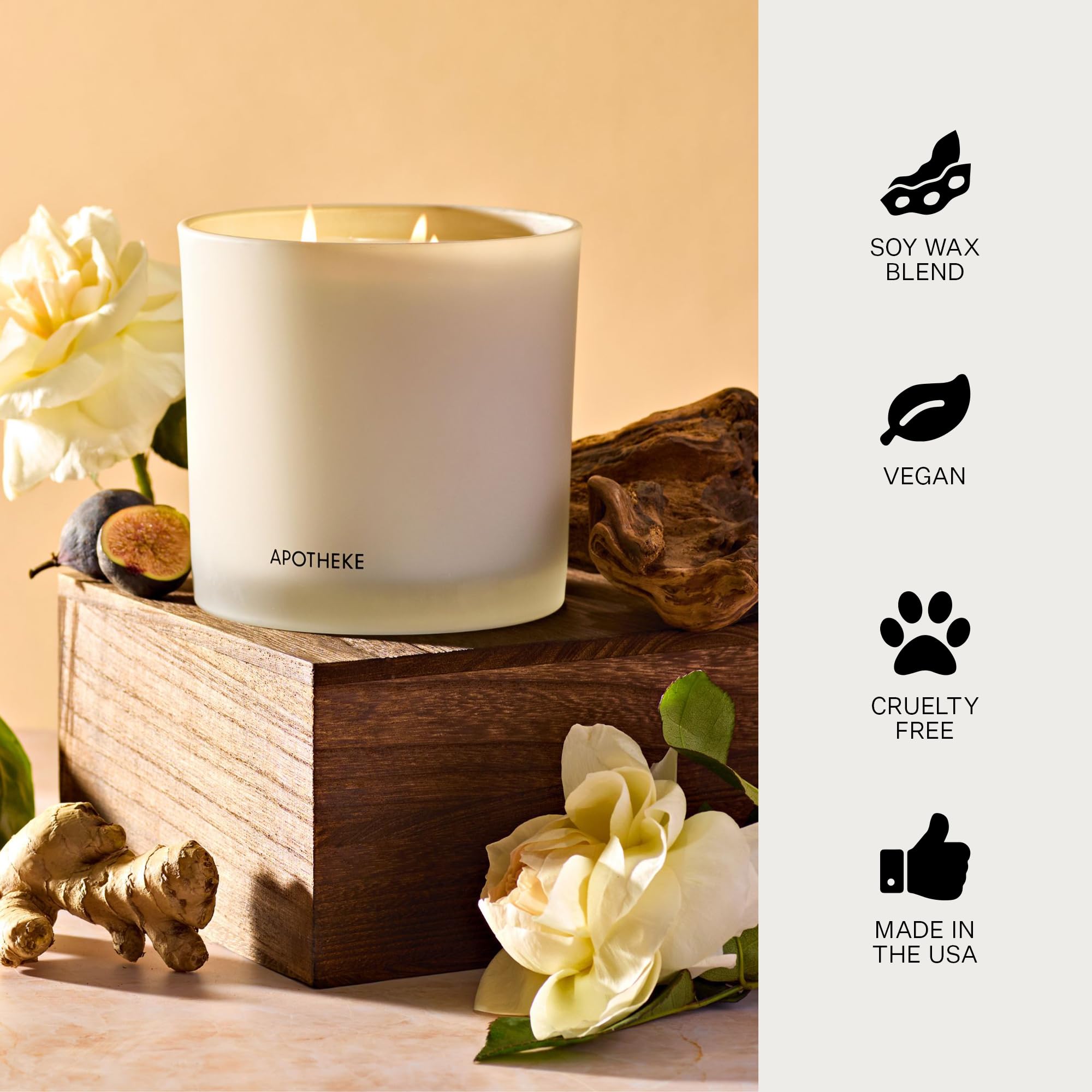 Gift-ready packaging for Apotheke Cedarwood Ginger candle