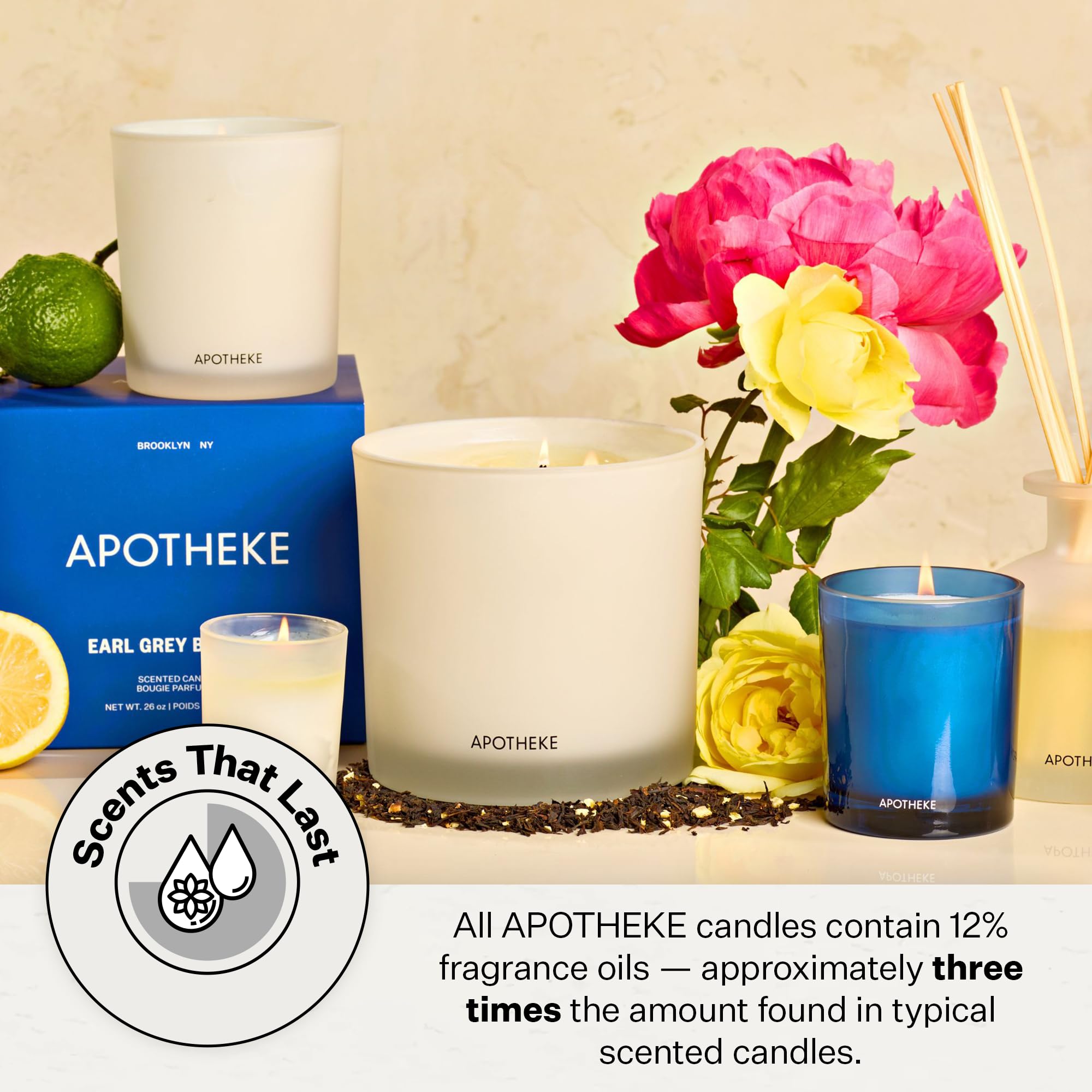 Soy wax blend with cotton wick in APOTHEKE candle