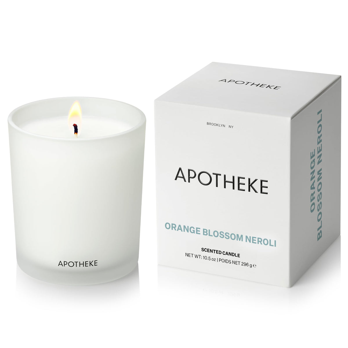 APOTHEKE Orange Blossom Neroli candle in a 10.5 oz glass jar.
