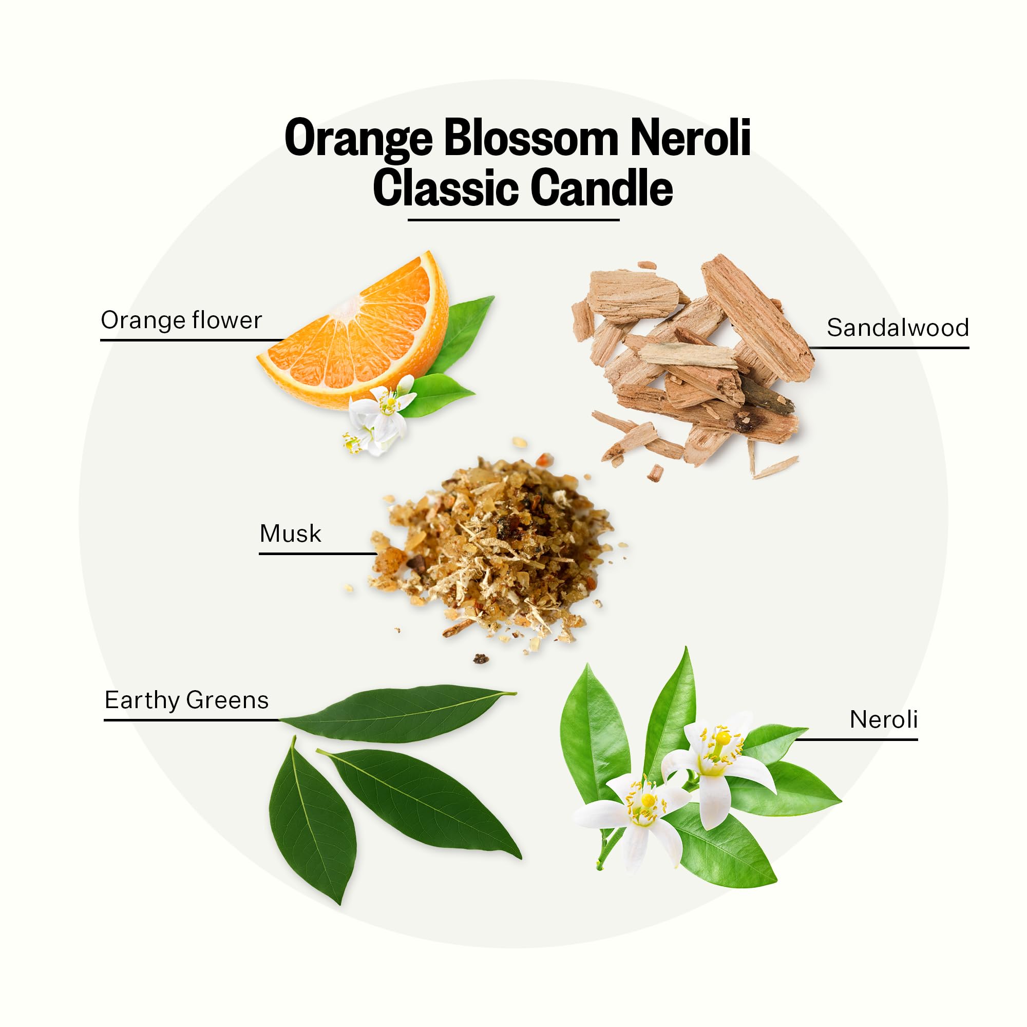 Close-up of APOTHEKE Orange Blossom Neroli candle wick and wax.