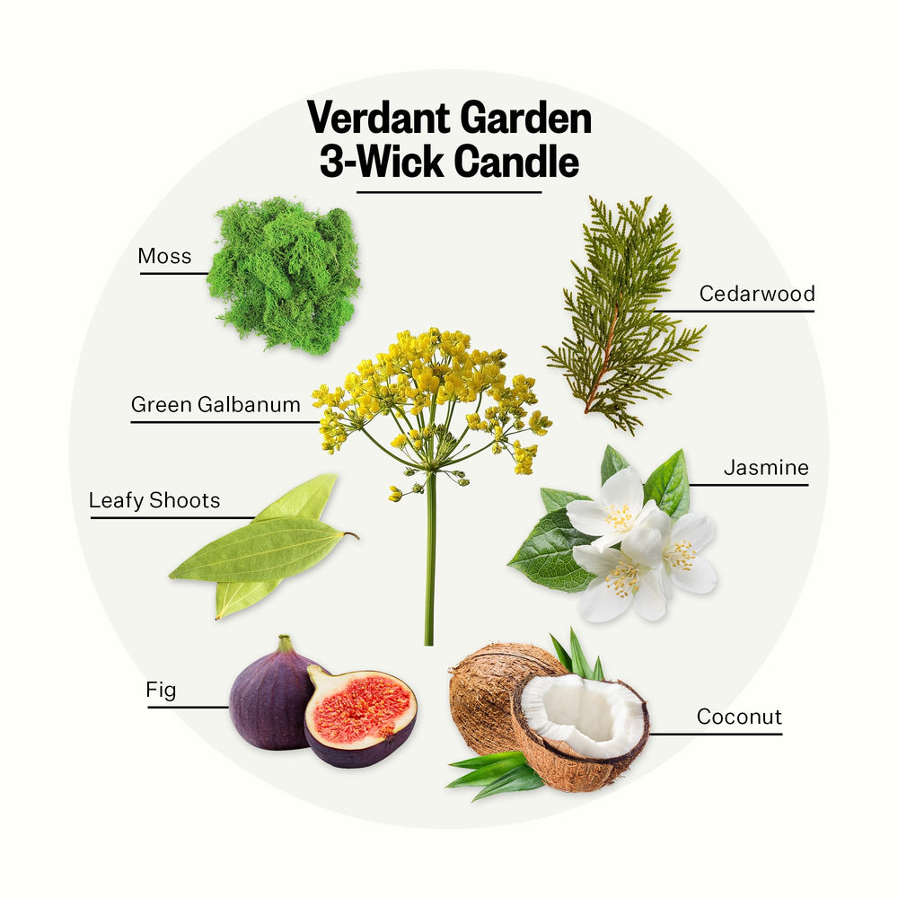 Side view of Apotheke Verdant Garden 26oz 3-Wick Candle