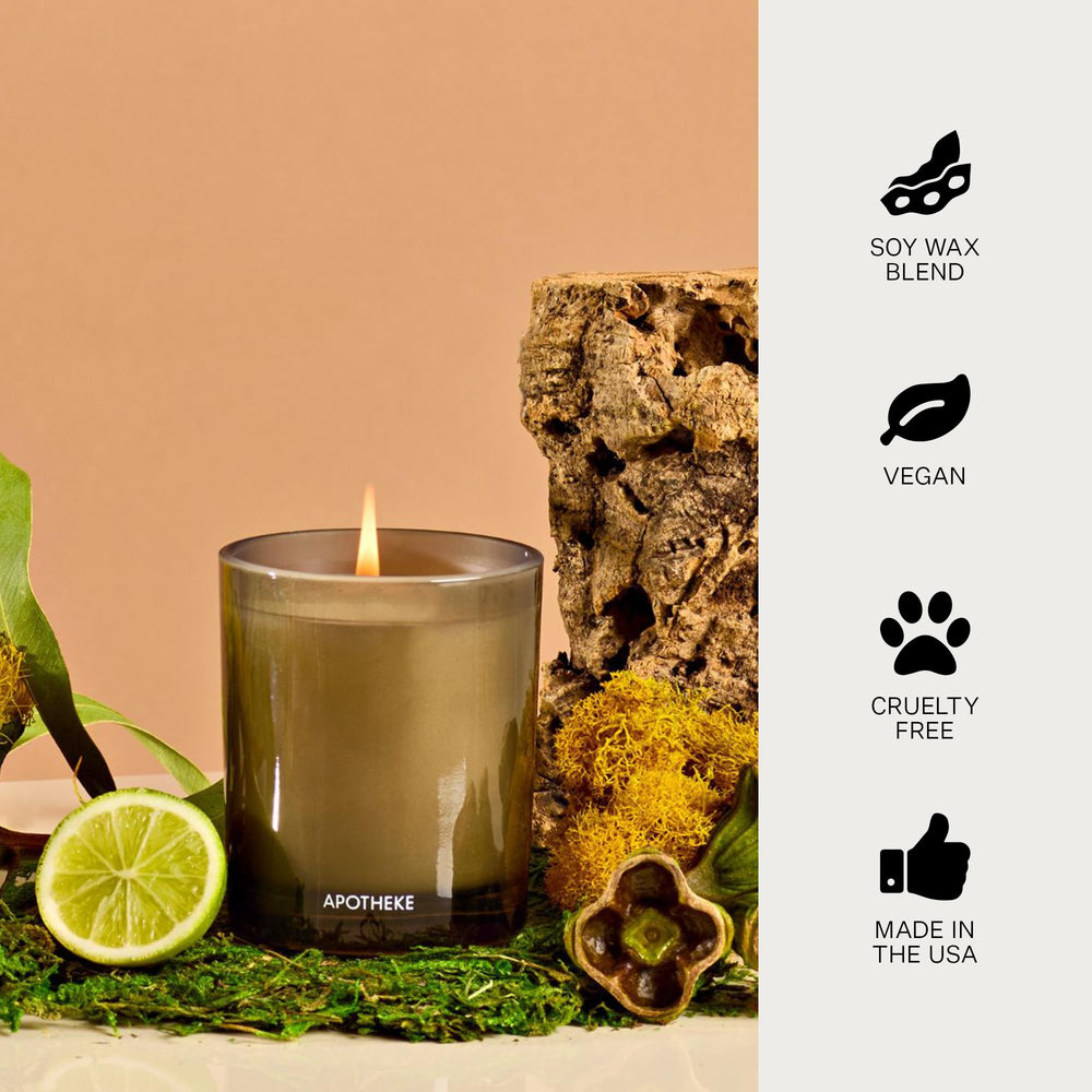 Close-up of APOTHEKE label and luxe packaging