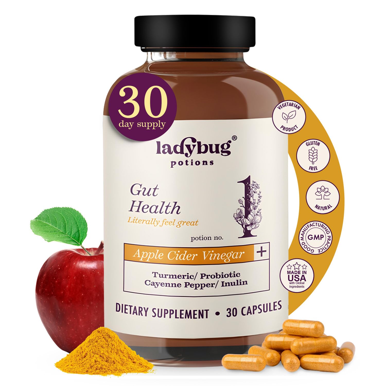 Bottle of Organic Apple Cider Vinegar Capsules 450 mg