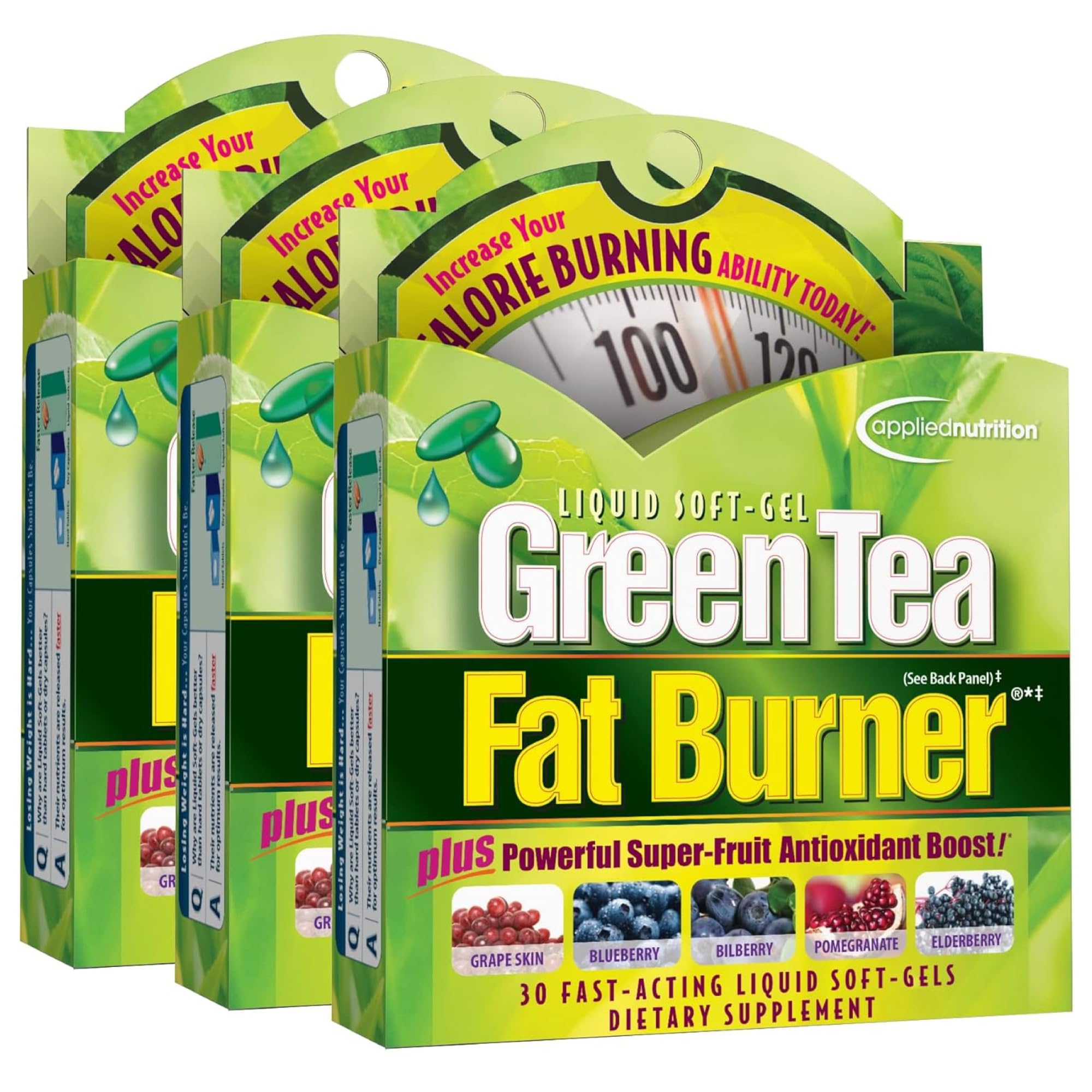 Applied Nutrition Green Tea Fat Burner bottle with 30 liquid soft-gels