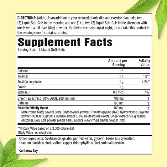 Close-up of Green Tea Fat Burner bottle