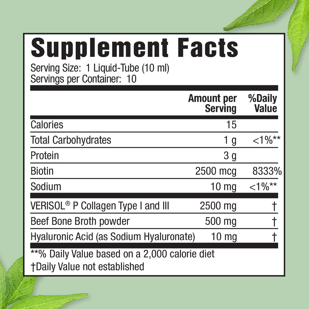 Back label with nutrition facts and ingredients