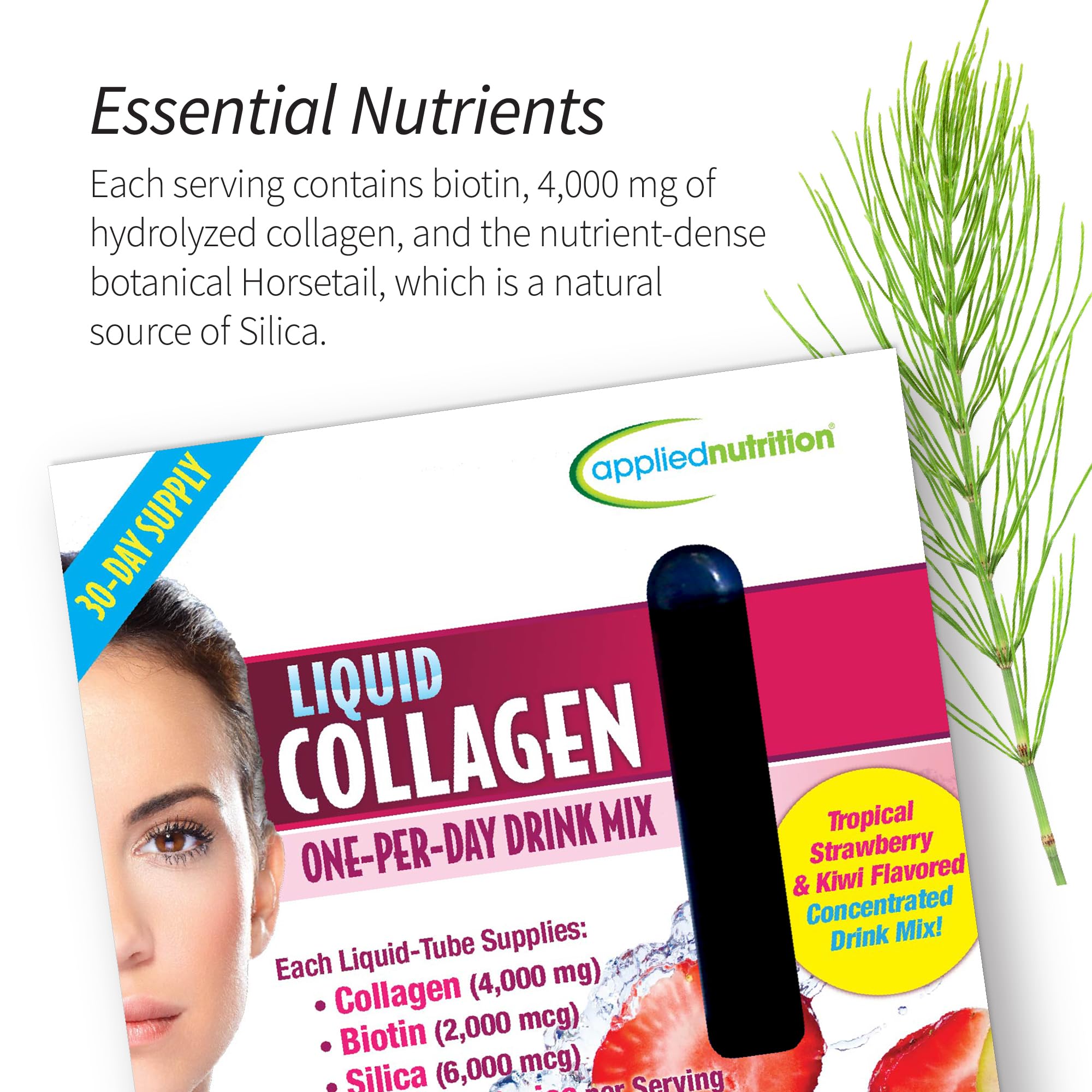 Close-up of hydrolyzed collagen ingredient highlighting 4,000 mg per serving