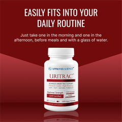 Nutritional facts panel on Uritrac bottle back label