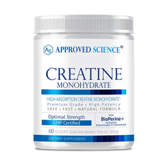 Approved Science Creatine Monohydrate Powder with BioPerine label – 60 servings