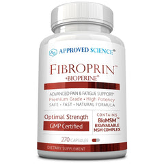 Approved Science Fibroprin bottle and label on white background