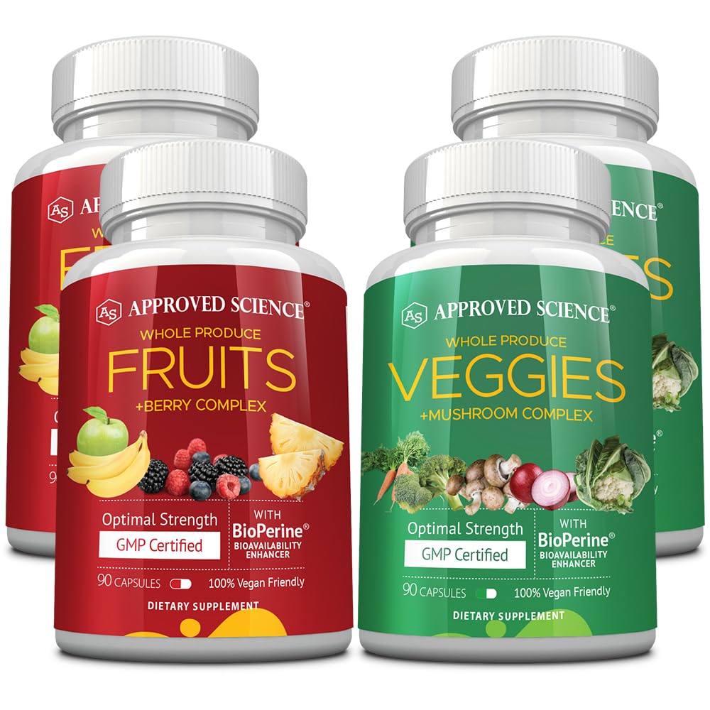 Bottle of Approved Science Fruits & Veggies supplement – 180 capsules