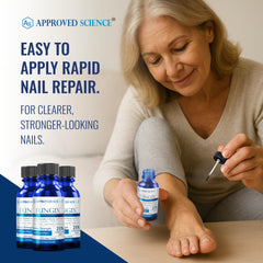 Approved Science Fungix label close-up highlighting soothing plant-based ingredients for nail care.