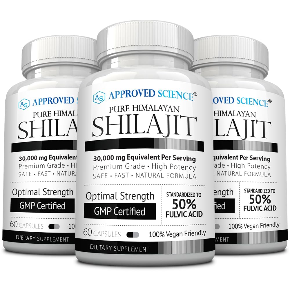 Approved Science Himalayan Shilajit bottle with 180 vegan capsules