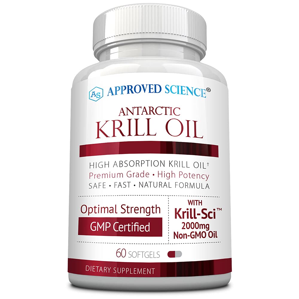 Bottle of Approved Science Krill Oil 2000mg Antarctic Krill Oil