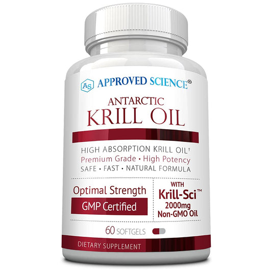 Bottle of Approved Science Krill Oil 2000mg Antarctic Krill Oil