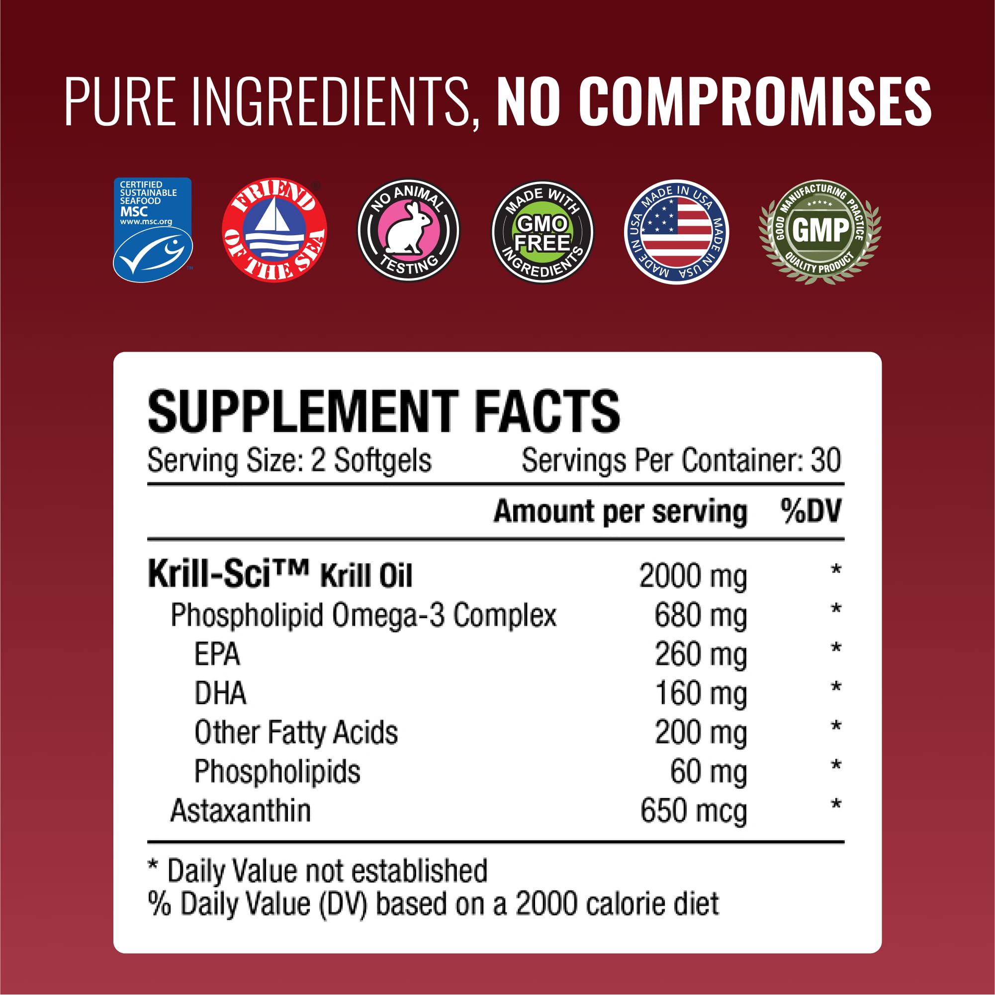 Astaxanthin capsule representing 650mcg antioxidant