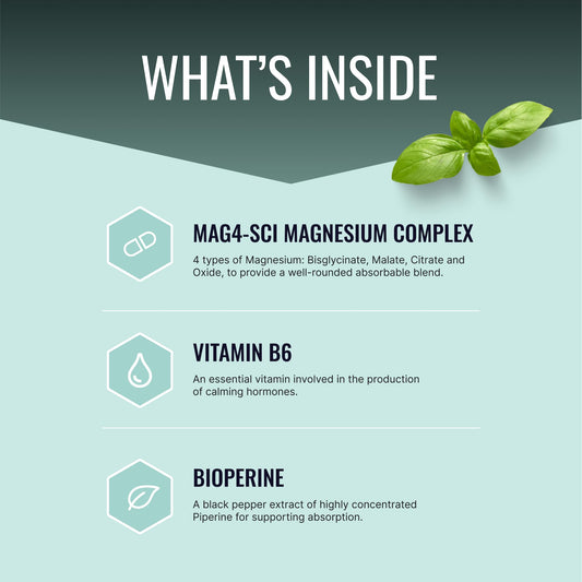 Close-up of magnesium capsules