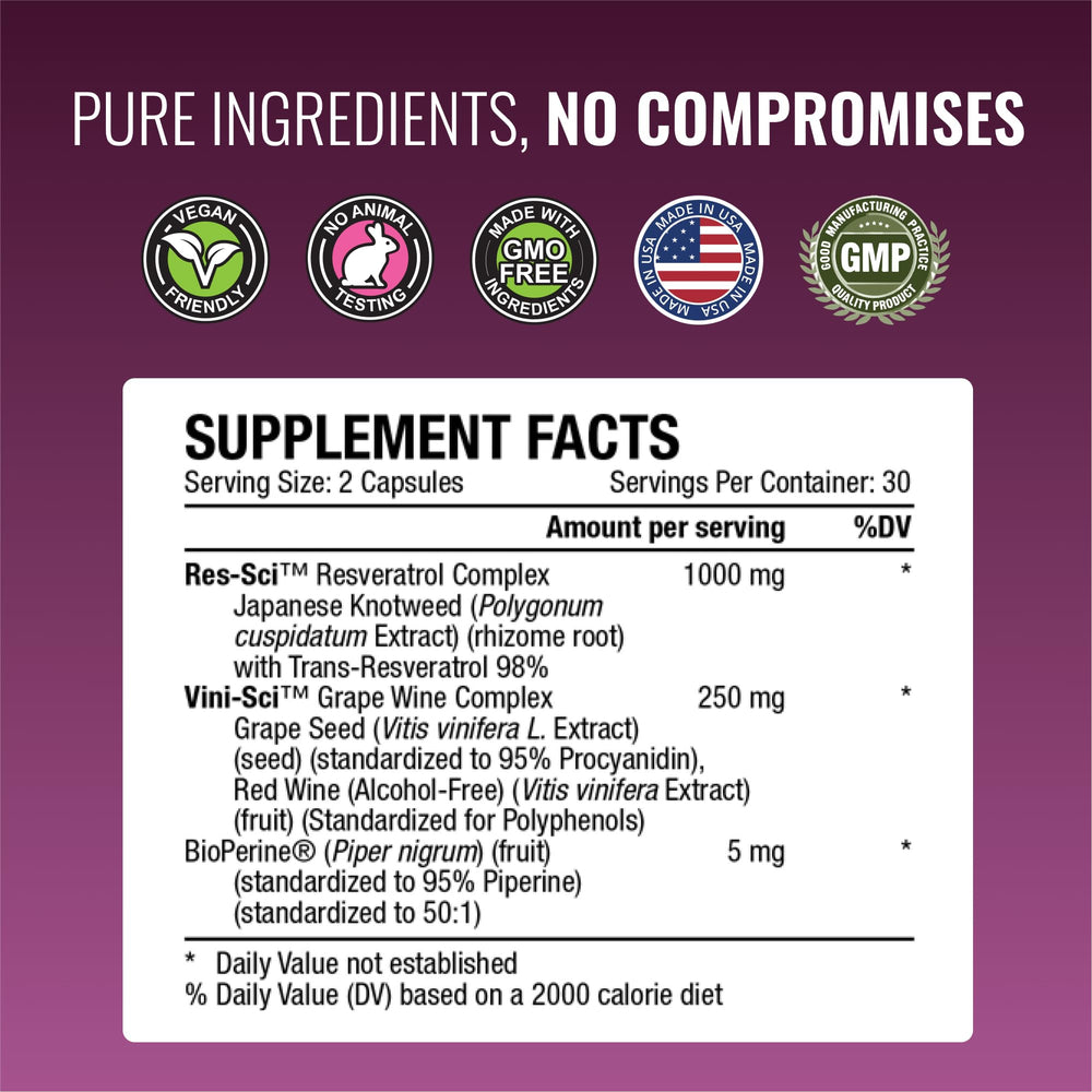 60 vegan friendly capsules of Approved Science Resveratrol