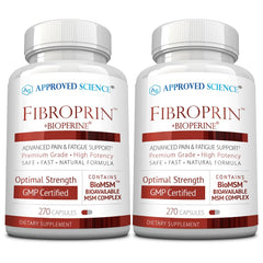 Front view of Approved Science Fibroprin bottle with 540 capsules