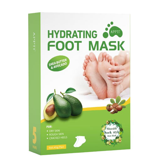 AppXynn foot peel mask booties on feet for exfoliation