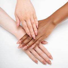 APRES Neutrals almond shade tips shown as natural base for nails