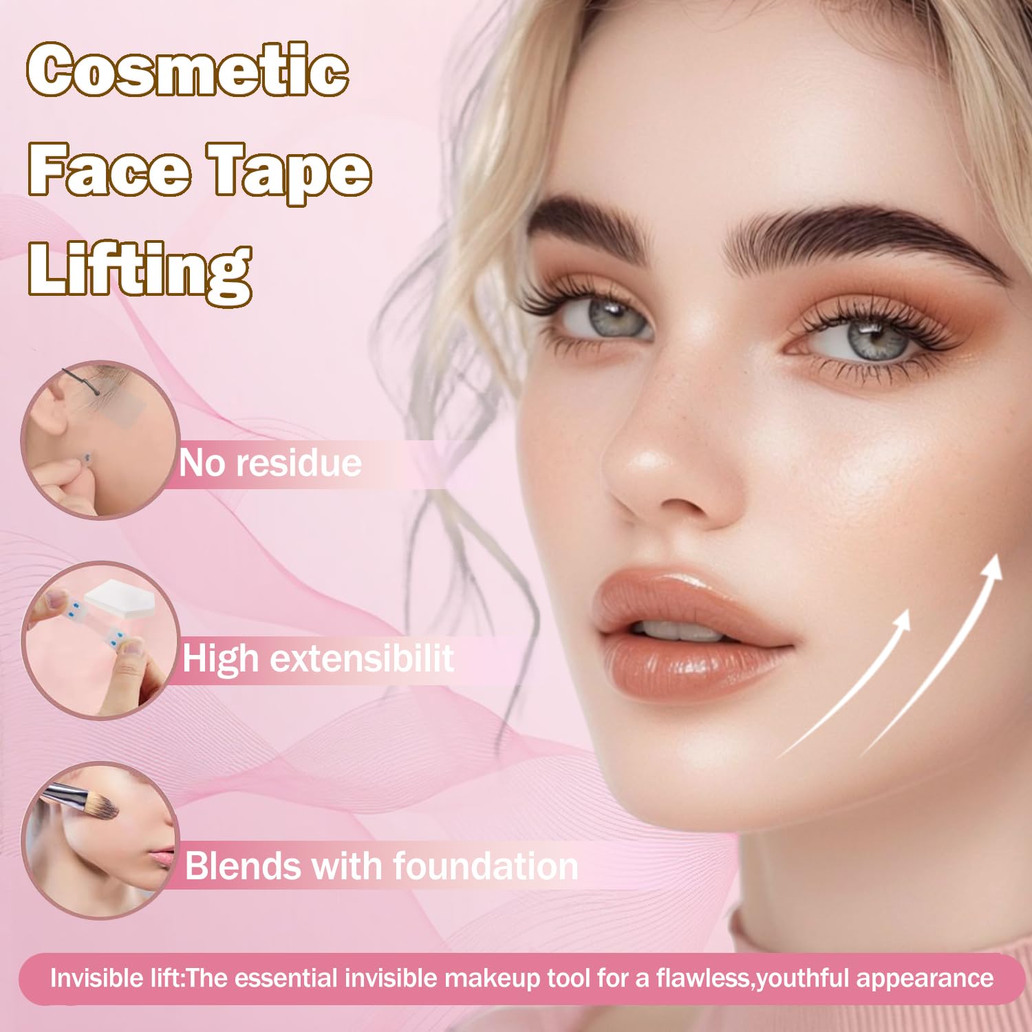 Apricot Face Lift Band hidden in hair demonstrates discreet neck support