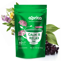 AprikaLife Calm & Relax Herbal Tea box and cup