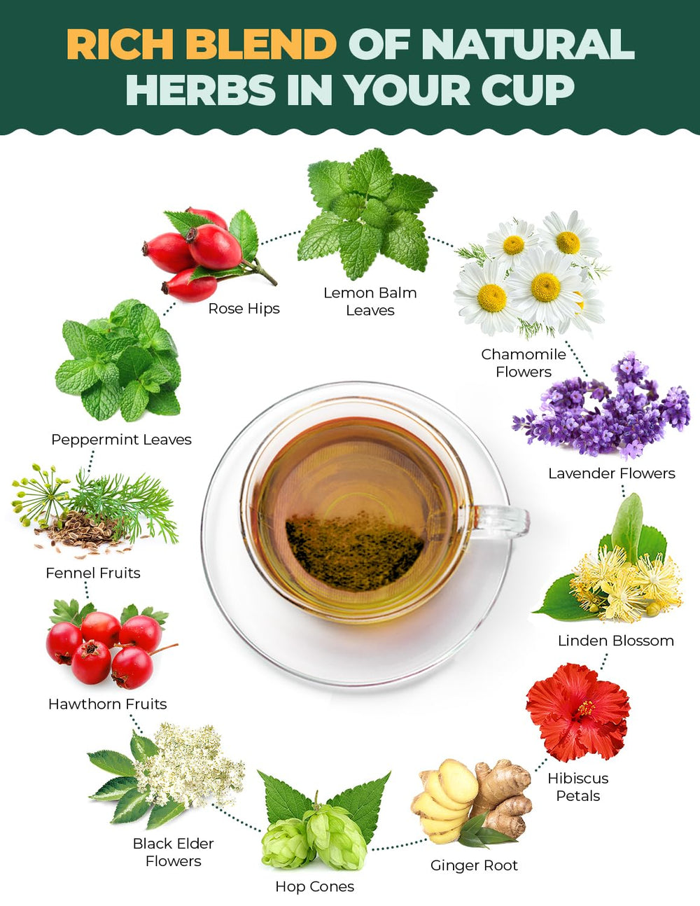 Brewing Calm & Relax tea: kettle with tea cup