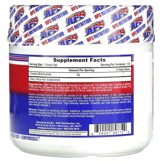APS Pure Creatine Monohydrate 500g - side packaging view