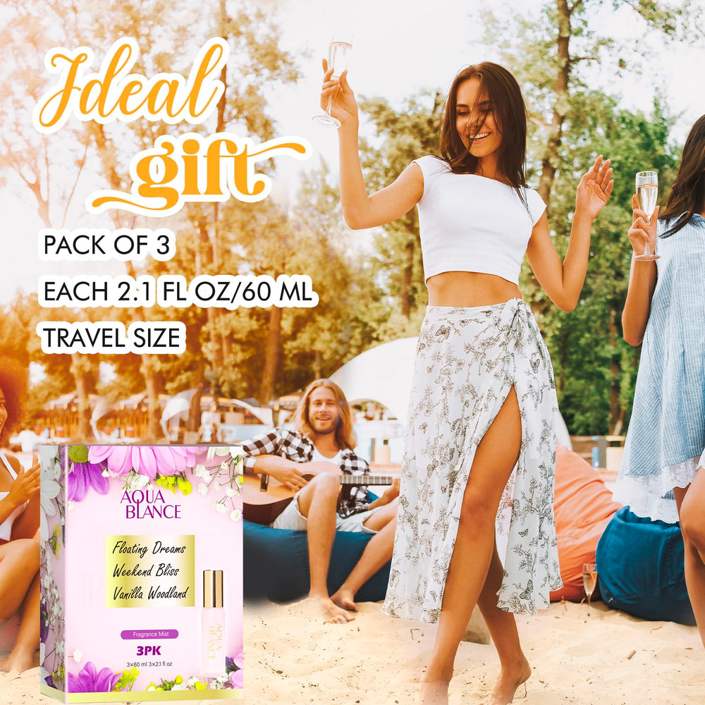 Aqua Blance Floating Dreams spray provides a playful, fresh vibe for travel moments.