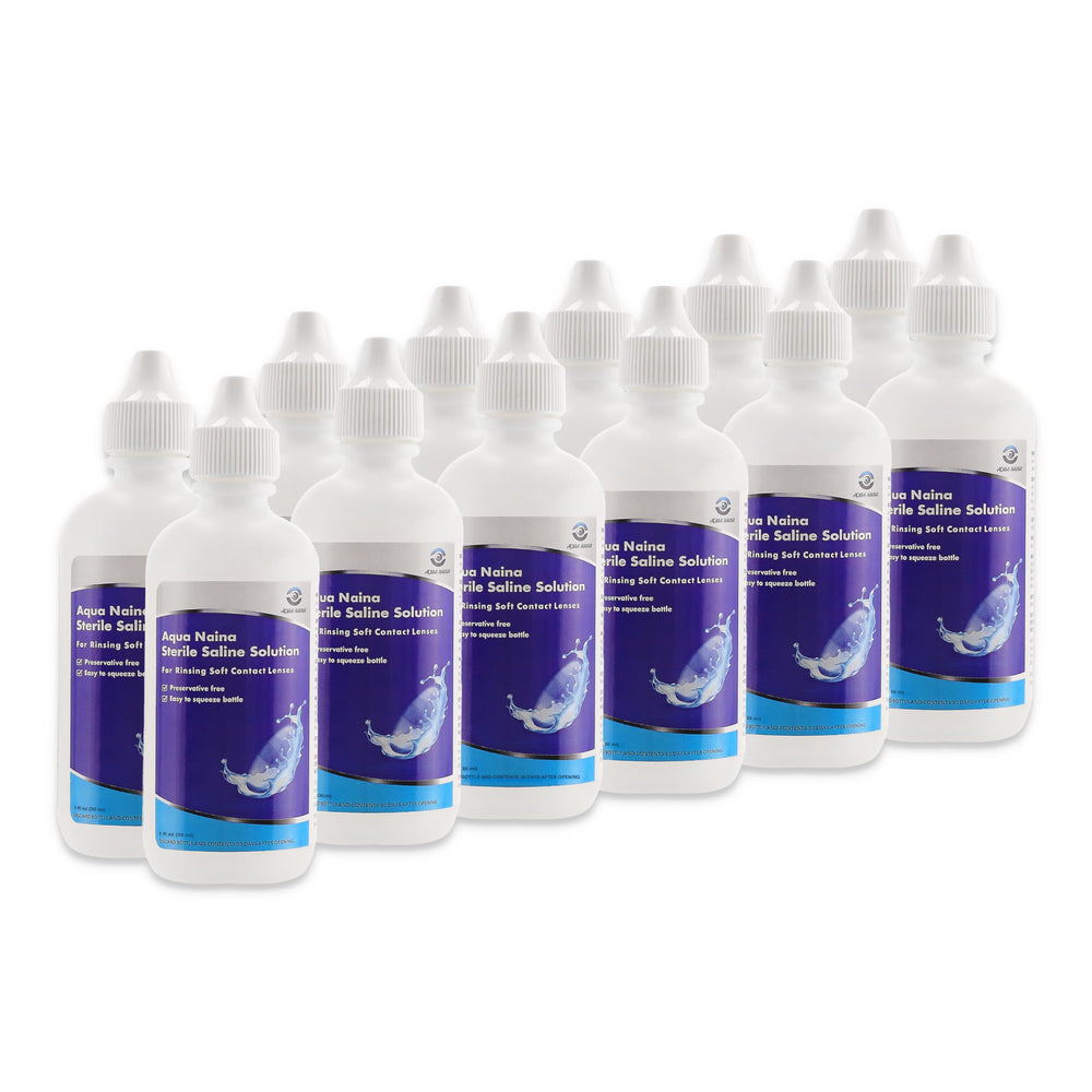 Aqua Naina Plus Sterile Saline bottle – label close-up