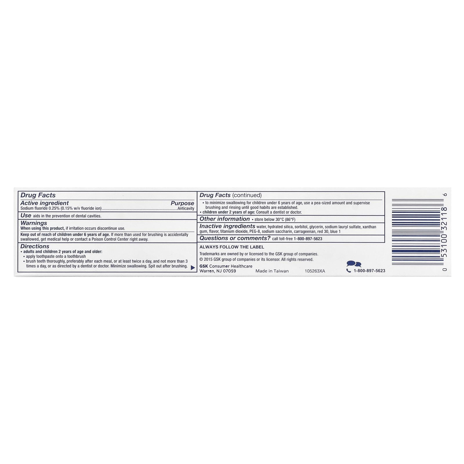 Box and tubes of Aquafresh Cavity Protection toothpaste Cool Mint 5.6 oz