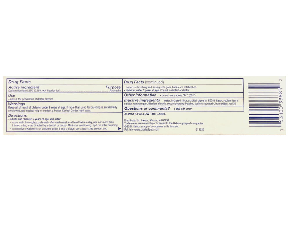 Front packaging highlights triple protection: healthy gums, strong teeth, fresh breath