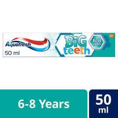 Close-up of the 50ml Aquafresh My Big Teeth toothpaste label