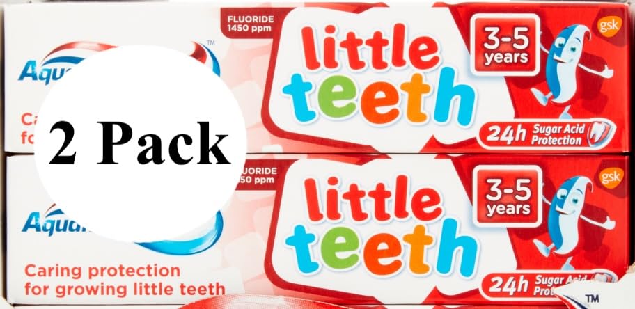 Close-up of Aquafresh Little Teeth toothpaste tube with mild mint flavour