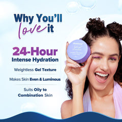 Aqualogica Illuminate+ Hydra Gel dispenser demonstrates easy application.