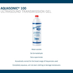Aquasonic 100 bottle with label image emphasizing easy-to-read packaging and hypoallergenic formulation