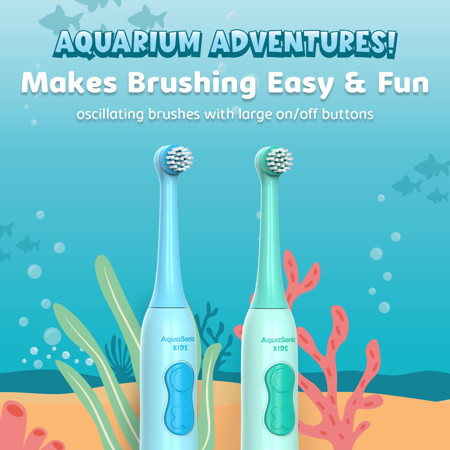 Gentle oscillating brush head designed for kids