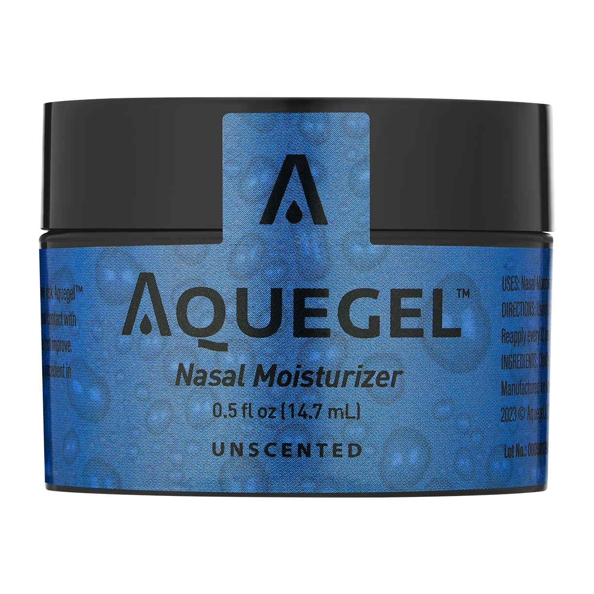 Aquegel packaging and 0.5 oz jar for daily use.