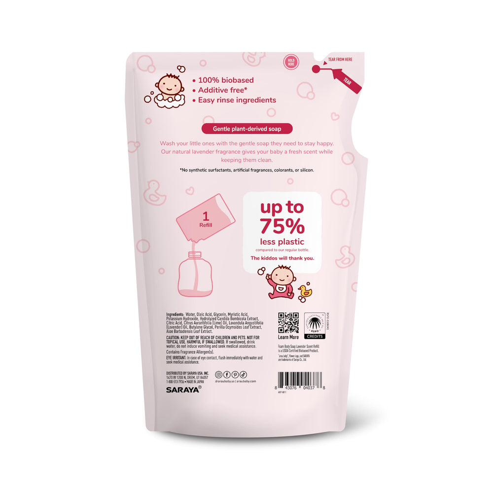 Label showing Lavender scent and plant-based formula
