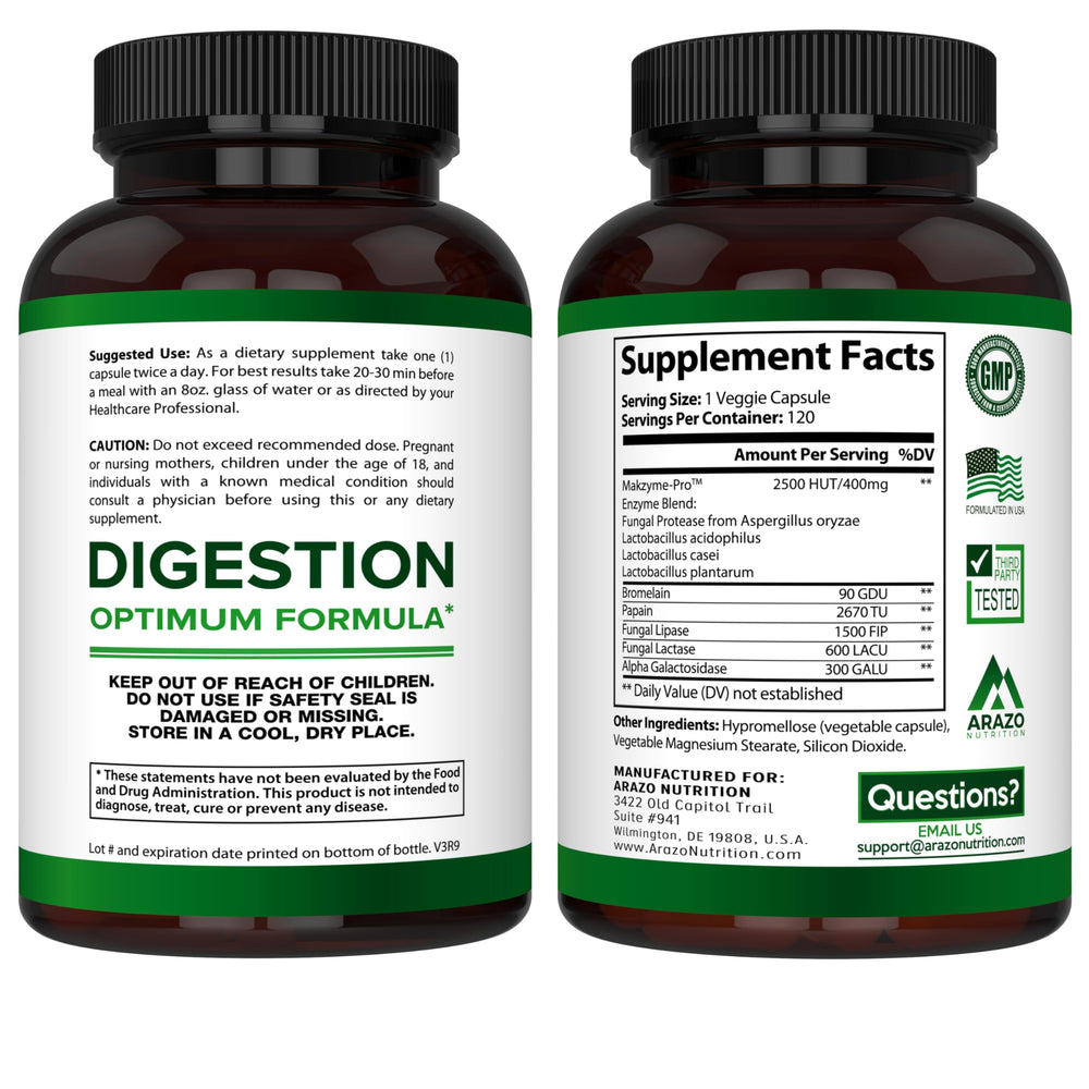 Close-up of Arazo Digestive Enzymes pills