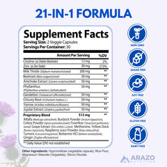 Herbal ingredients including milk thistle and artichoke for liver support