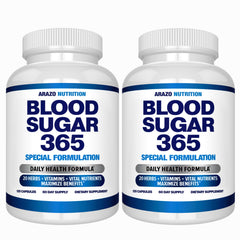 Arazo Nutrition Blood Sugar 365 bottle front showing premium herbal formula for daily energy